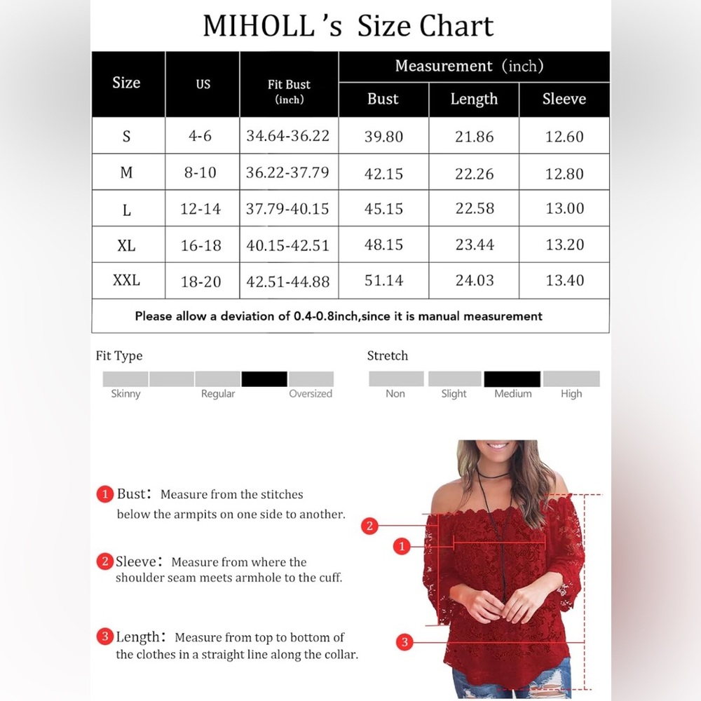 Off-Shoulder Lace Blouse - Red - Picture 6 of 7